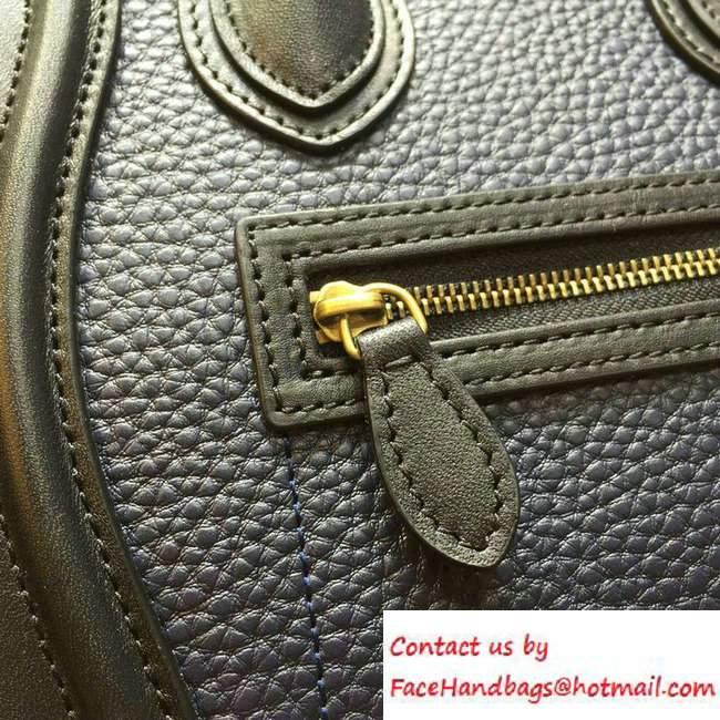 Celine Luggage Nano Tote Bag in Original Leather Black/Grained Nay Blue/Crinkle Red 2016