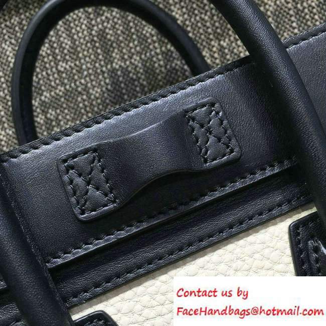 Celine Luggage Nano Tote Bag in Original Leather Black/Grained White/Crinkle Blue 2016
