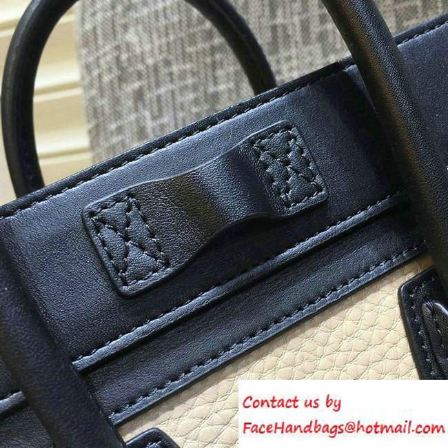 Celine Luggage Nano Tote Bag in Original Leather Black/Grained White/Etoupe 2016