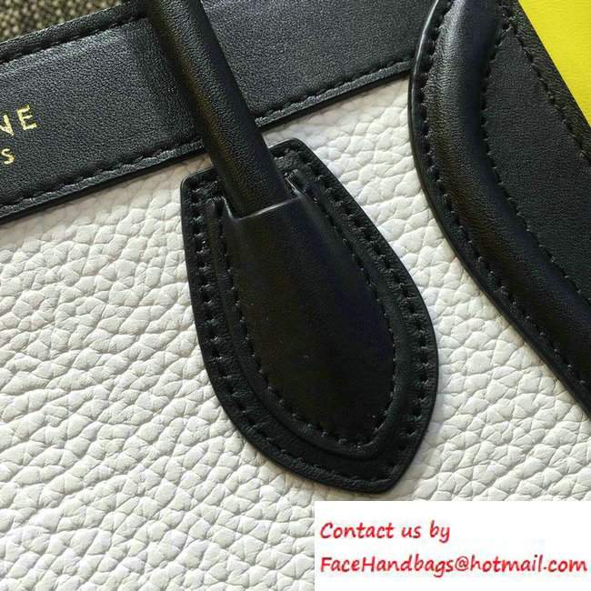 Celine Luggage Nano Tote Bag in Original Leather Black/Grained White/Yellow 2016