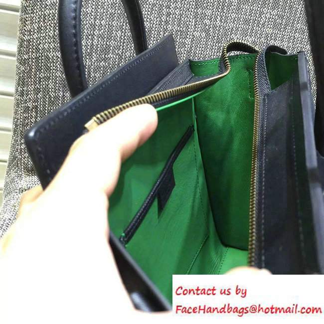 Celine Luggage Nano Tote Bag in Original Leather Black/Green 2016 - Click Image to Close