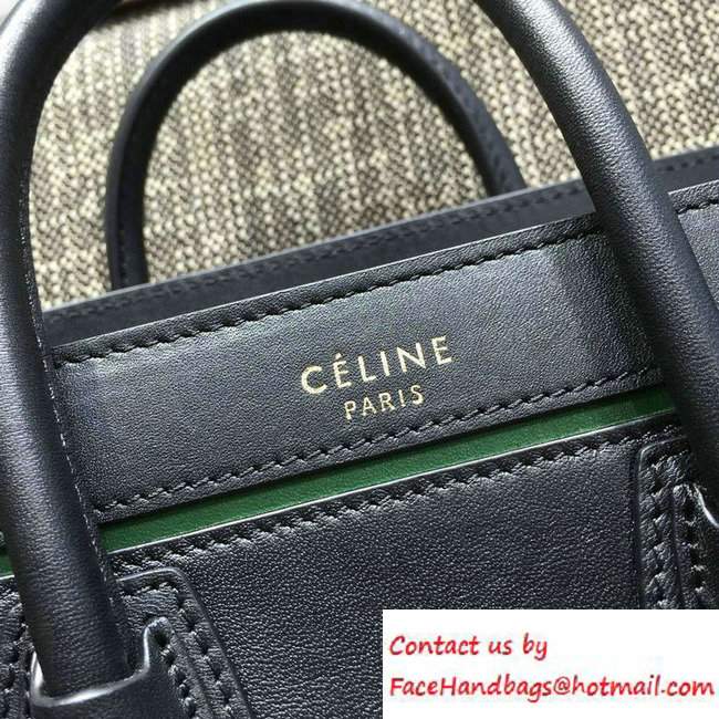 Celine Luggage Nano Tote Bag in Original Leather Black/Green 2016