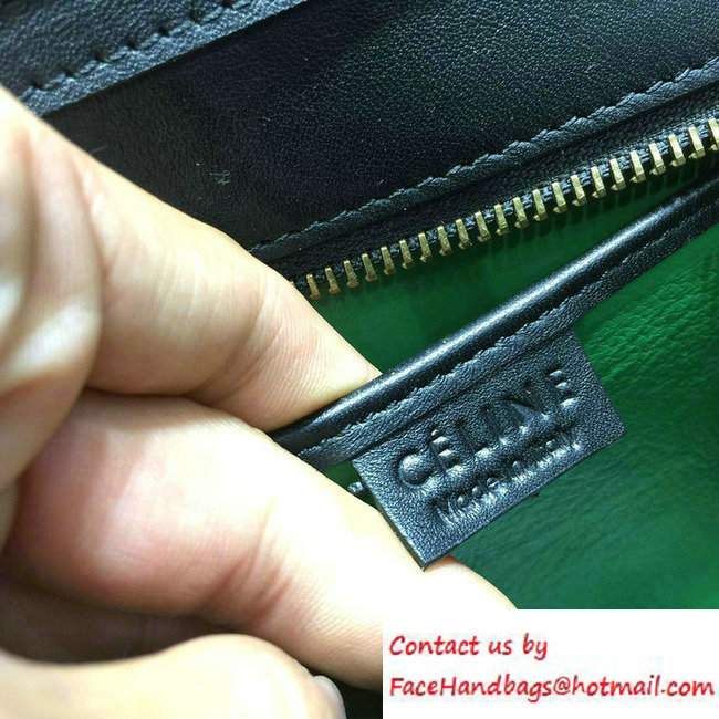 Celine Luggage Nano Tote Bag in Original Leather Black/Green 2016 - Click Image to Close