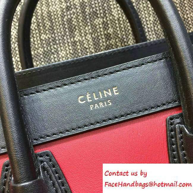 Celine Luggage Nano Tote Bag in Original Leather Black/Peach/Burgundy 2016