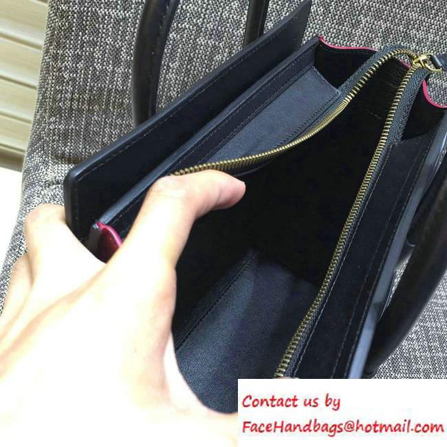 Celine Luggage Nano Tote Bag in Original Leather Black/Peach/Burgundy 2016 - Click Image to Close