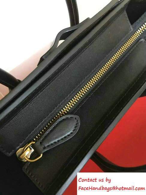 Celine Luggage Nano Tote Bag in Original Leather Black/Peach/Crinkle Khaki 2016 - Click Image to Close