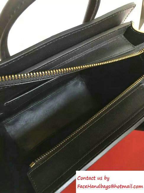 Celine Luggage Nano Tote Bag in Original Leather Black/Peach/Crinkle Khaki 2016