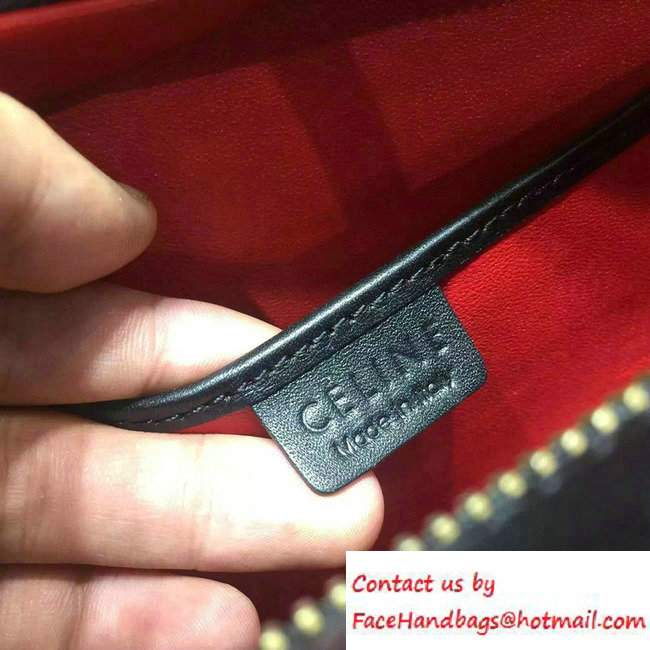Celine Luggage Nano Tote Bag in Original Leather Black/Red 2016 - Click Image to Close