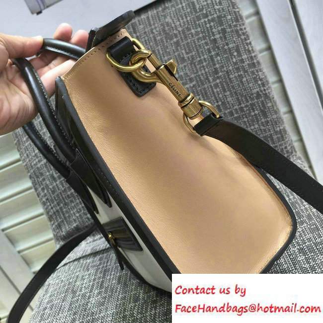 Celine Luggage Nano Tote Bag in Original Leather Black/White/Apricot 2016