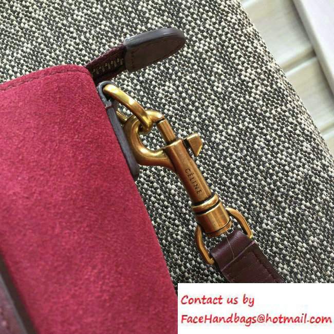 Celine Luggage Nano Tote Bag in Original Leather Burgundy/Beige/Suede Red 2016 - Click Image to Close