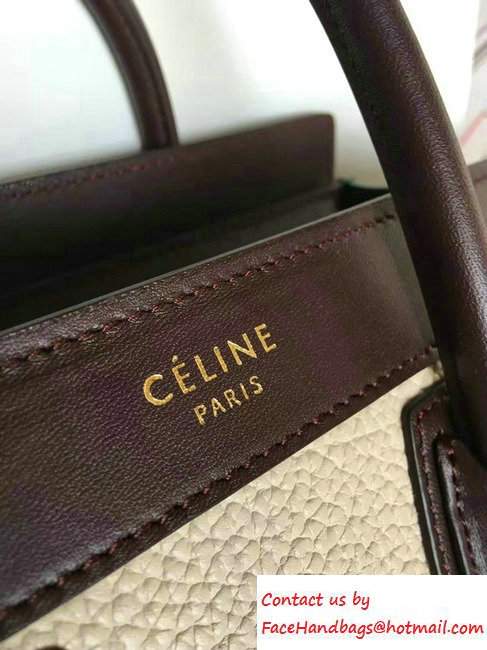 Celine Luggage Nano Tote Bag in Original Leather Burgundy/Grained Beige/Crinkle Green 2016 - Click Image to Close
