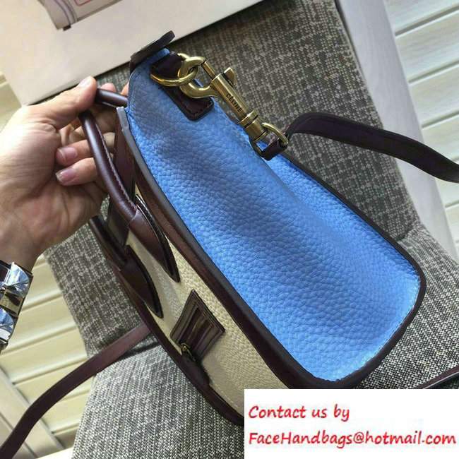 Celine Luggage Nano Tote Bag in Original Leather Burgundy/Grained White/Grained Sky Blue 2016