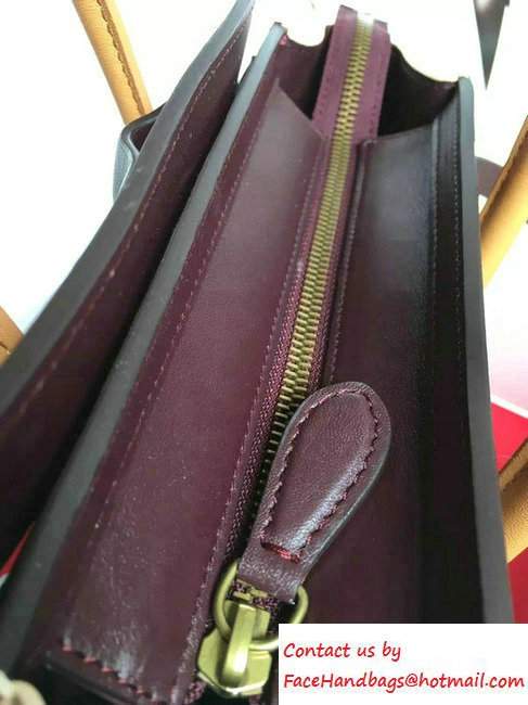 Celine Luggage Nano Tote Bag in Original Leather Burgundy/Pink/Khaki/Grained Beige 2016