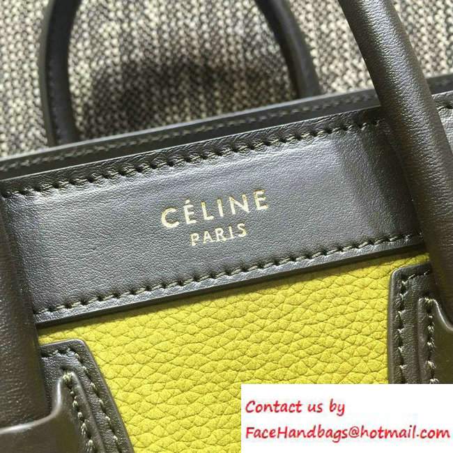 Celine Luggage Nano Tote Bag in Original Leather Coffee/Grained Grass Green 2016