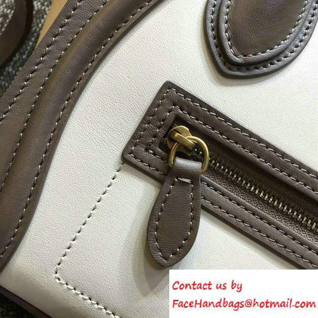Celine Luggage Nano Tote Bag in Original Leather Coffee/White/Apricot 2016 - Click Image to Close