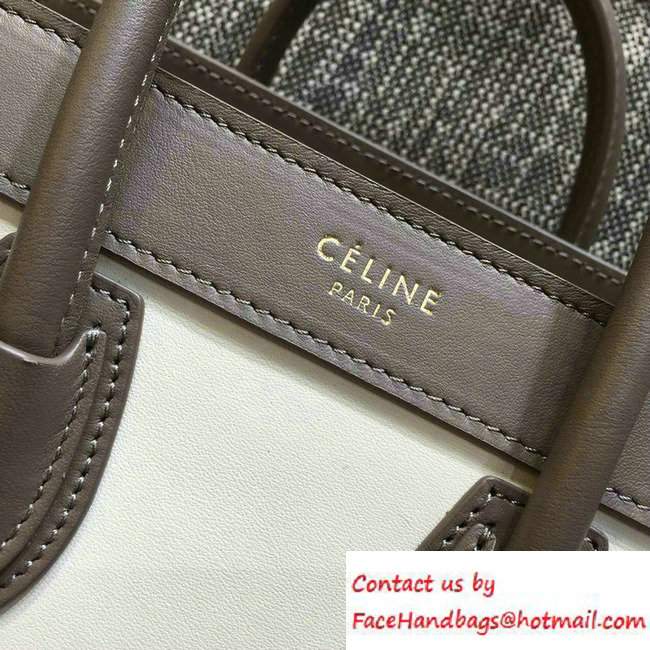 Celine Luggage Nano Tote Bag in Original Leather Coffee/White/Apricot 2016