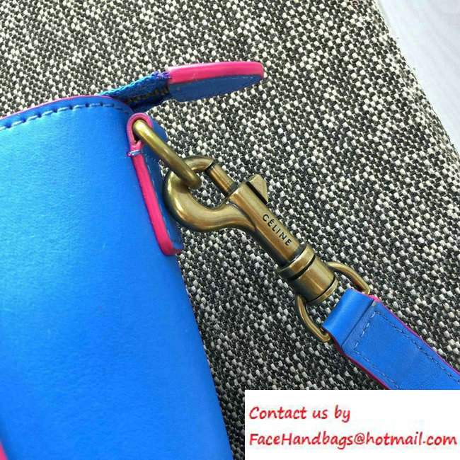 Celine Luggage Nano Tote Bag in Original Leather Electric Blue/Fushia 2016 - Click Image to Close