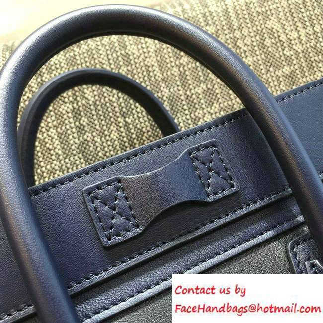 Celine Luggage Nano Tote Bag in Original Leather Navy Blue/Black/Khaki 2016
