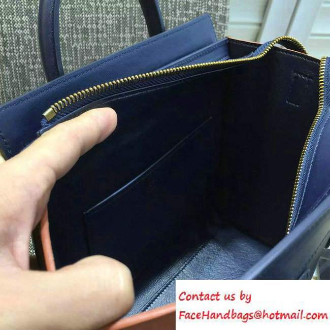 Celine Luggage Nano Tote Bag in Original Leather Navy Blue/Black/Khaki 2016