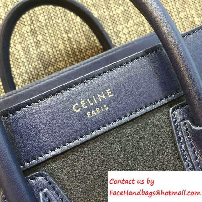 Celine Luggage Nano Tote Bag in Original Leather Navy Blue/Black/Khaki 2016 - Click Image to Close