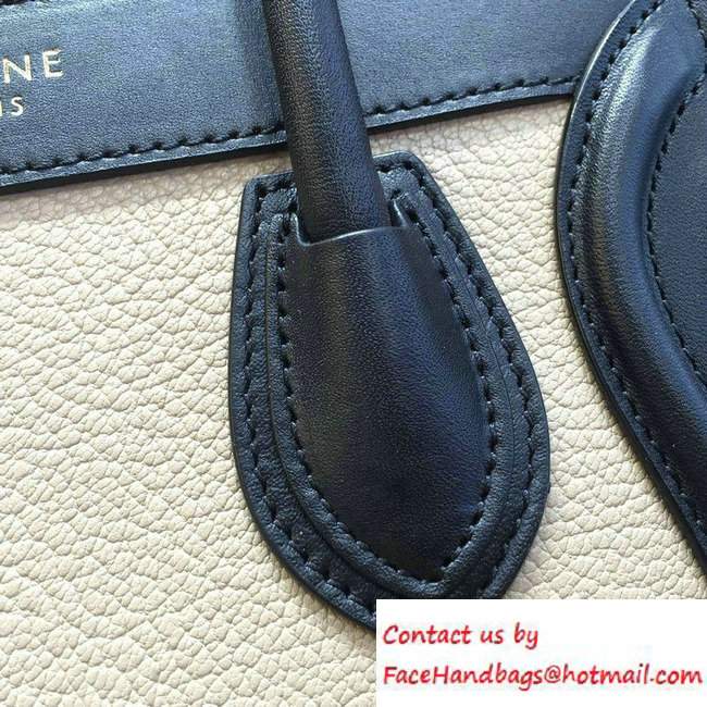 Celine Luggage Nano Tote Bag in Original Leather Navy Blue/Grained Beige/Blue 2016