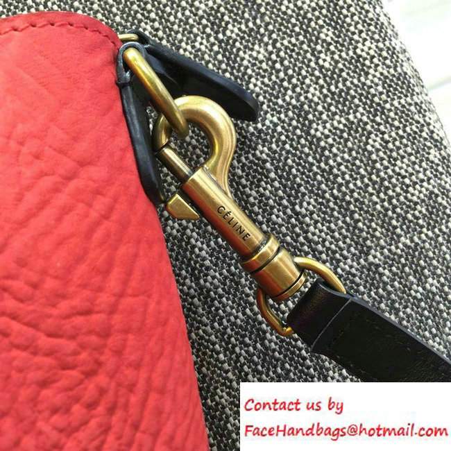 Celine Luggage Nano Tote Bag in Original Leather Navy Blue/Grained Black/Crinkle Red 2016