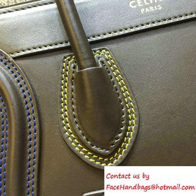Celine Luggage Nano Tote Bag in Original Leather Olive Green/Blue/Red/Yellow 2016 - Click Image to Close