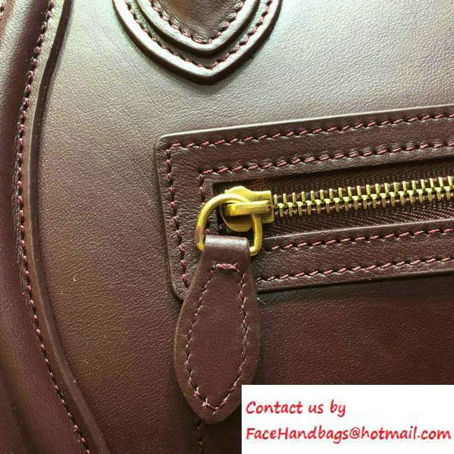 Celine Luggage Nano Tote Bag in Original Smooth Calfskin Burgundy 2016 - Click Image to Close