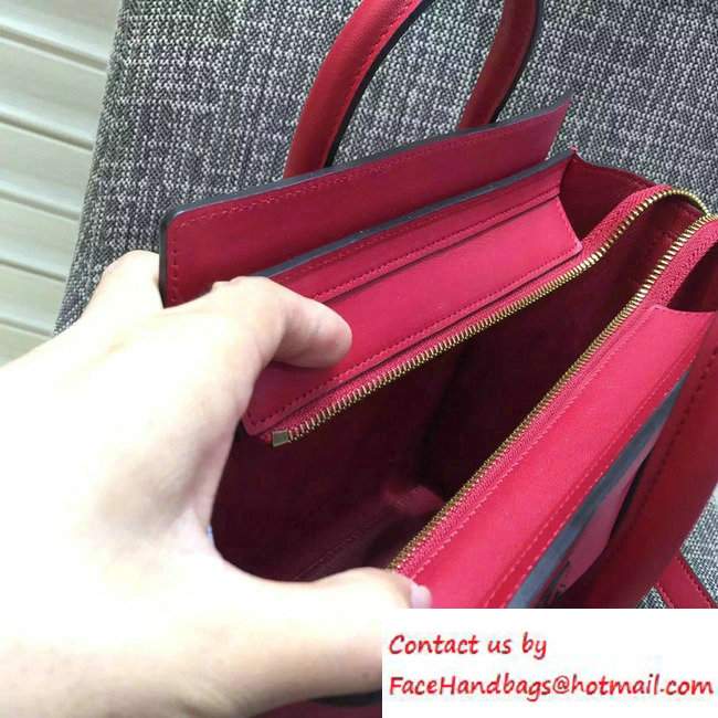 Celine Luggage Nano Tote Bag in Original Smooth Calfskin Red 2016 - Click Image to Close
