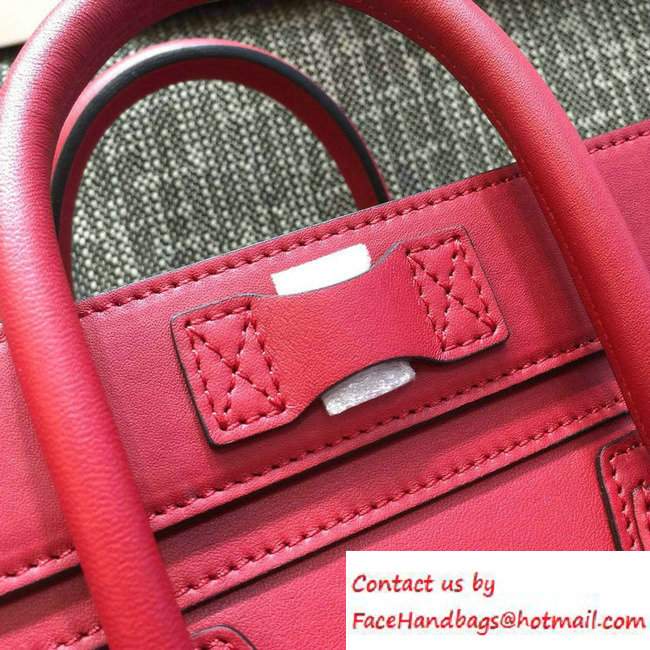 Celine Luggage Nano Tote Bag in Original Smooth Calfskin Red 2016