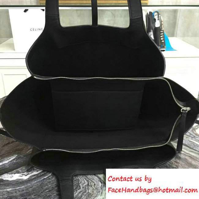 Celine Supple Natural Calfskin Medium Tri-Fold Shoulder Bag Black 2016