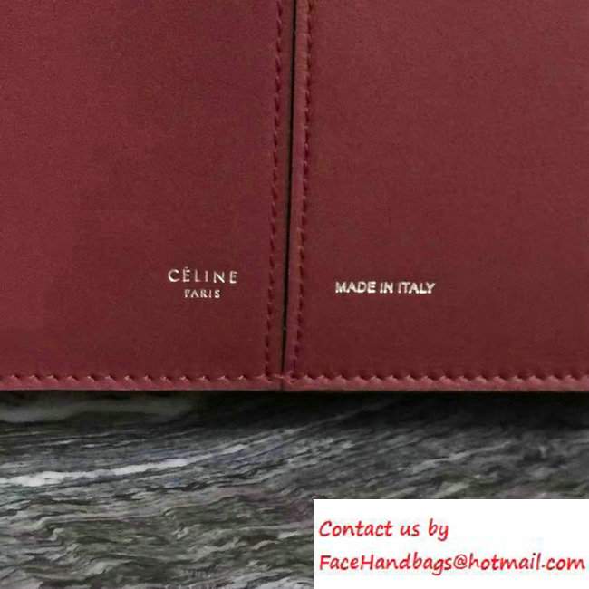 Celine Supple Natural Calfskin Medium Tri-Fold Shoulder Bag Burgundy 2016 - Click Image to Close