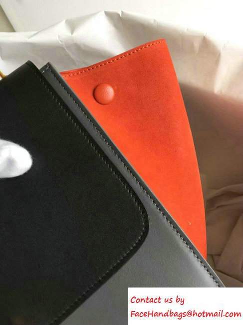 Celine Trapeze Small/Medium Tote Bag in Original Leather Black/Etoupe/Suede Orange 2016