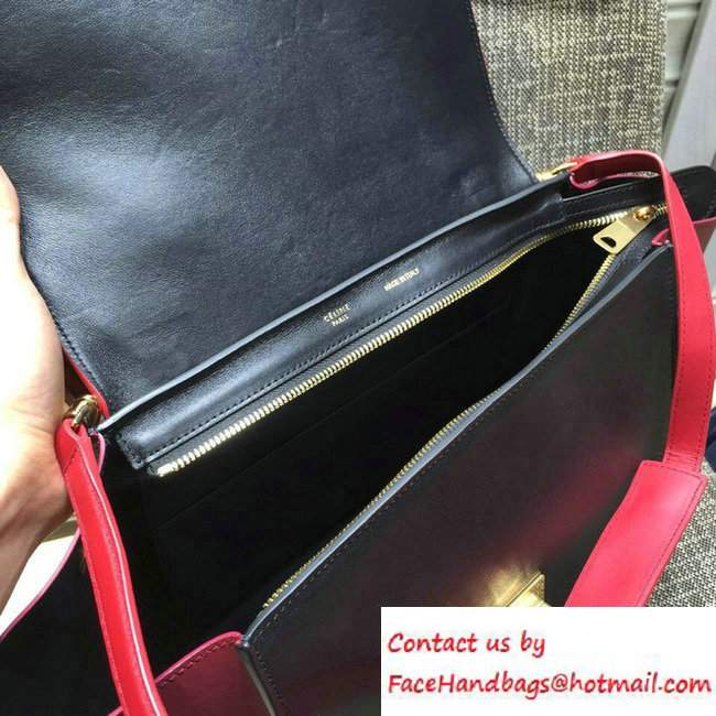 Celine Trapeze Small/Medium Tote Bag in Original Leather Blush/Black/Burgundy 2016 - Click Image to Close