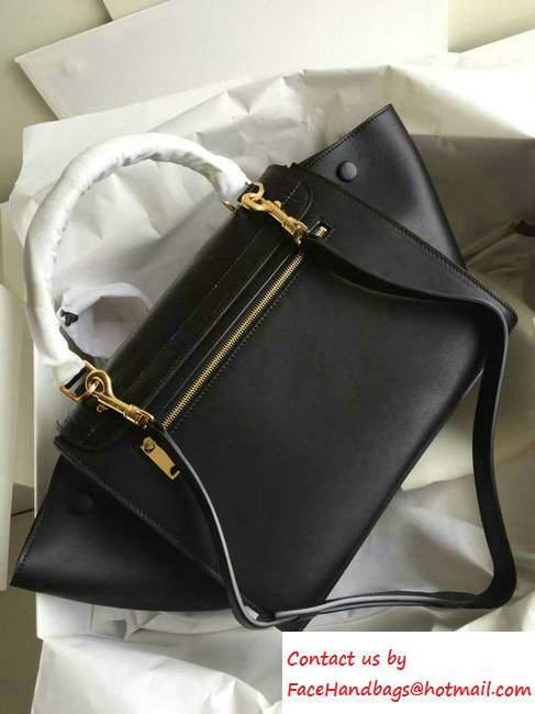 Celine Trapeze Small/Medium Tote Bag in Original Leather Croco Pattern Black 2016