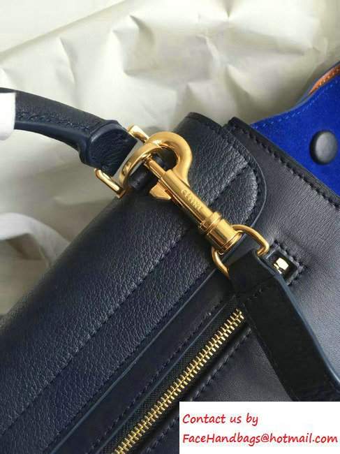 Celine Trapeze Small/Medium Tote Bag in Original Leather Grained/Black/Suede Blue 2016