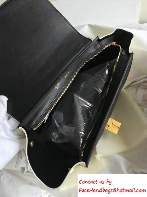 Celine Trapeze Small/Medium Tote Bag in Original Leather Grained Ice Green/Black/White 2016