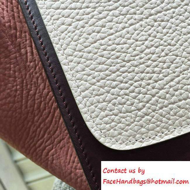 Celine Trapeze Small/Medium Tote Bag in Original Leather Grained White/Burgundy/Crinkle Brick 2016