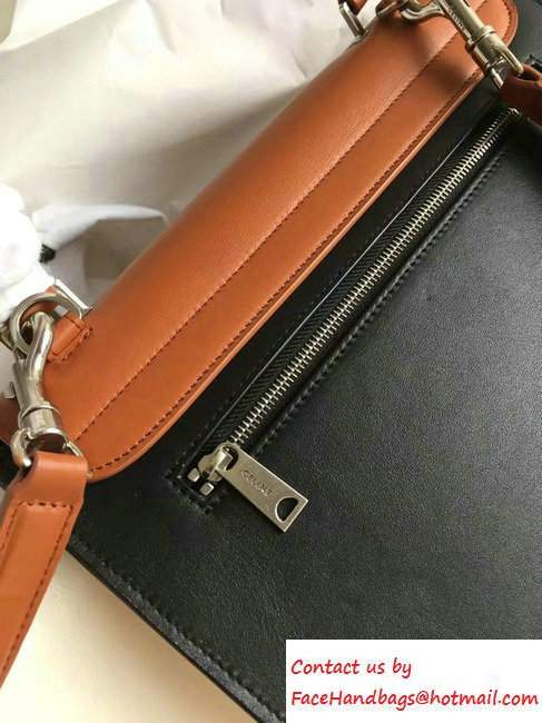 Celine Trapeze Small/Medium Tote Bag in Original Leather Khaki/Black/White 2016