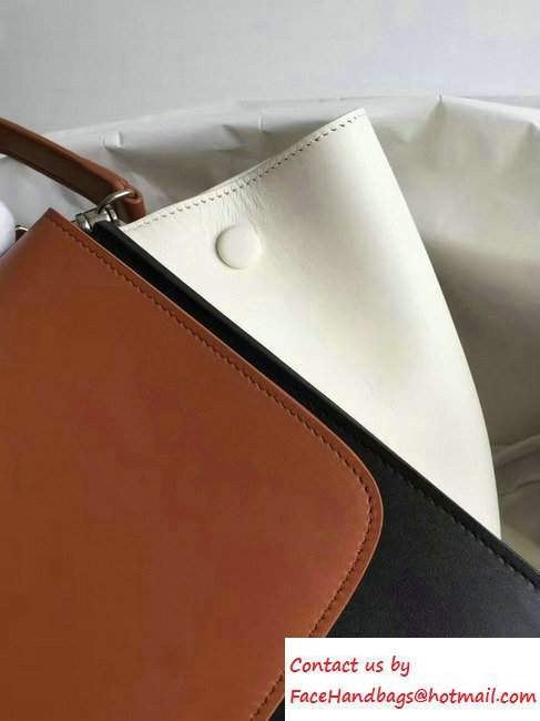 Celine Trapeze Small/Medium Tote Bag in Original Leather Khaki/Black/White 2016 - Click Image to Close