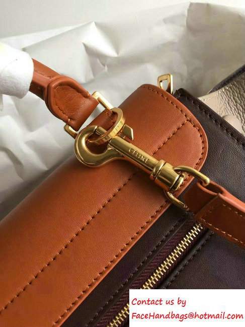 Celine Trapeze Small/Medium Tote Bag in Original Leather Khaki/Burgundy/Grained Beige 2016