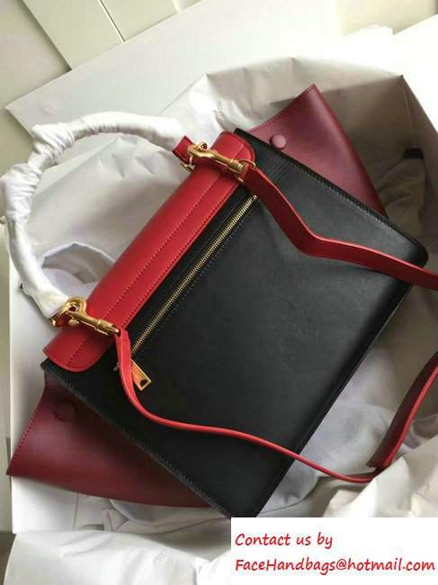 Celine Trapeze Small/Medium Tote Bag in Original Leather Red/Black/Burgundy 2016 - Click Image to Close