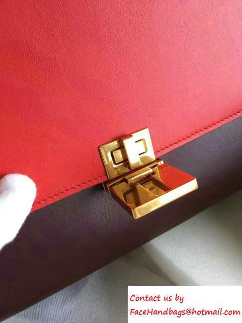 Celine Trapeze Small/Medium Tote Bag in Original Leather Red/Burgundy/Grained Khaki 2016 - Click Image to Close