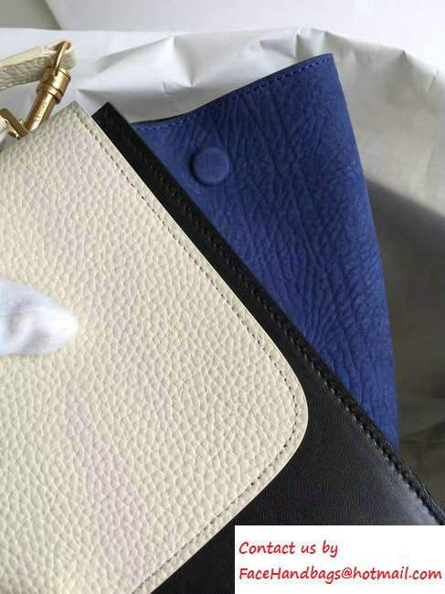 Celine Trapeze Small Tote Bag in Original Leather Grained Creamy/Black/Crinkle Blue 2016