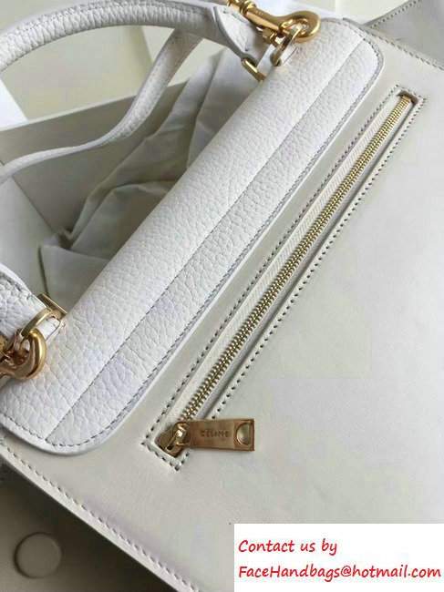 Celine Trapeze Small Tote Bag in Original Leather Grained White/Creamy 2016