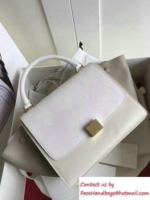 Celine Trapeze Small Tote Bag in Original Leather Grained White/Creamy 2016