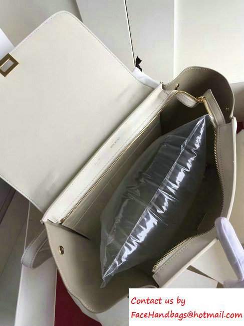 Celine Trapeze Small Tote Bag in Original Leather Grained White/Creamy 2016 - Click Image to Close