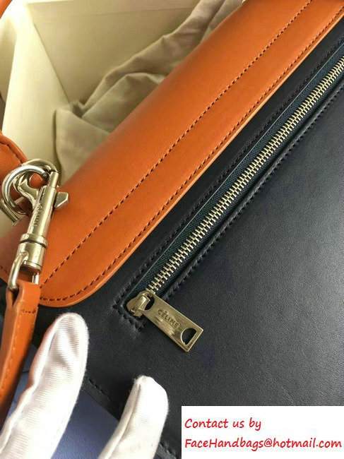 Celine Trapeze Small Tote Bag in Original Leather Khaki/Black/Sky Blue 2016