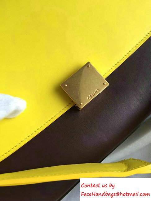 Celine Trapeze Small Tote Bag in Original Leather Yellow/Burgundy/Grained Gray 2016 - Click Image to Close