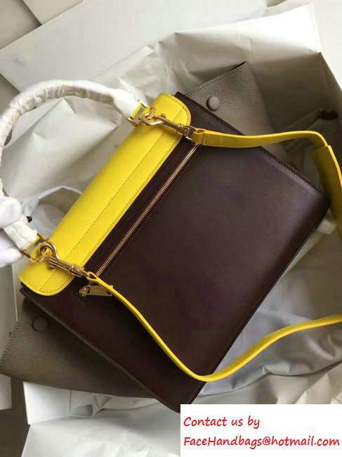 Celine Trapeze Small Tote Bag in Original Leather Yellow/Burgundy/Grained Gray 2016
